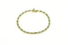 Load image into Gallery viewer, 14K Natural Emerald Diamond Classic Tennis Bracelet 6.75&quot; Yellow Gold