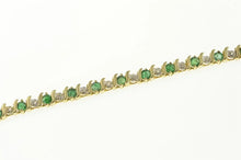 Load image into Gallery viewer, 14K Natural Emerald Diamond Classic Tennis Bracelet 6.75&quot; Yellow Gold