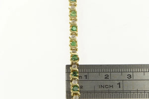 14K Natural Emerald Diamond Classic Tennis Bracelet 6.75" Yellow Gold