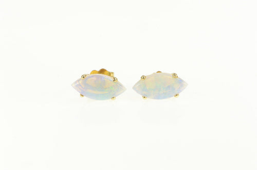 14K Marquise Opal Classic Statement Stud Earrings Yellow Gold