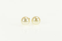 Load image into Gallery viewer, 14K 7.0mm Classic Simple Statement Pearl Earrings Yellow Gold