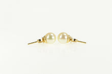 Load image into Gallery viewer, 14K 7.0mm Classic Simple Statement Pearl Earrings Yellow Gold