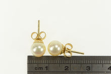 Load image into Gallery viewer, 14K 7.0mm Classic Simple Statement Pearl Earrings Yellow Gold