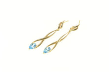 Load image into Gallery viewer, 14K Pear Blue Topaz Twist Dangle Statement Earrings Yellow Gold