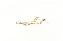 Load image into Gallery viewer, 14K Pear Blue Topaz Twist Dangle Statement Earrings Yellow Gold