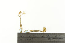 Load image into Gallery viewer, 14K Pear Blue Topaz Twist Dangle Statement Earrings Yellow Gold