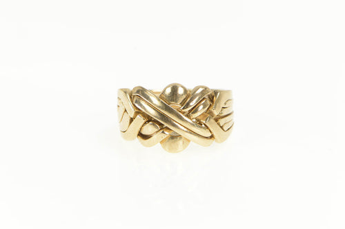 14K Six Band Elaborate Puzzle Layered Statement Ring Yellow Gold