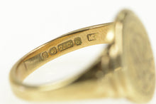 Load image into Gallery viewer, 14K Victorian R A Monogram Ornate Oval Signet Ring Yellow Gold