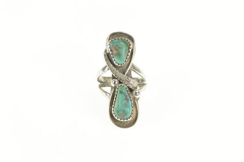 Sterling Silver Native American Turquoise Navajo Leaf Ring