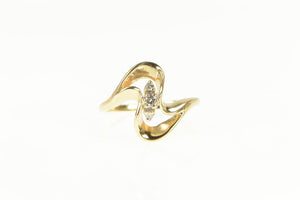 14K Diamond Ornate Classic Bypass Freeform Ring Yellow Gold