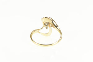 14K Diamond Ornate Classic Bypass Freeform Ring Yellow Gold