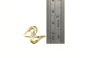 14K Diamond Ornate Classic Bypass Freeform Ring Yellow Gold