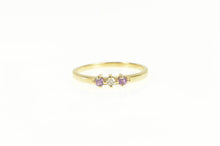 Load image into Gallery viewer, 14K Diamond Amethyst Accent Three Stone Stackable Ring Yellow Gold