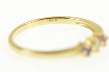 Load image into Gallery viewer, 14K Diamond Amethyst Accent Three Stone Stackable Ring Yellow Gold