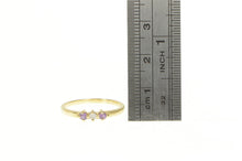 Load image into Gallery viewer, 14K Diamond Amethyst Accent Three Stone Stackable Ring Yellow Gold