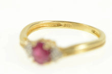 Load image into Gallery viewer, 14K Oval Natural Ruby Diamond Three Stone Ring Yellow Gold