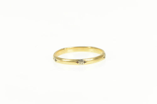 14K 1940's Two Tone 2.1mm Pattern Wedding Band Ring Yellow Gold
