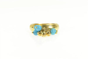 Sterling Silver Turquoise Beaded Ball Fringe Tassel Pom Pom Ring