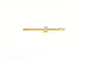 14K Retro 1960's Classic Geometric Cross Christian Pendant Yellow Gold