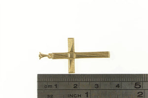 14K Retro 1960's Classic Geometric Cross Christian Pendant Yellow Gold