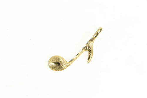 14K Diamond Cut Eighth Note Music Symbol Charm/Pendant Yellow Gold