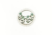 Load image into Gallery viewer, Sterling Silver Enamel Flower Forget Me Not Oval Statement Pin/Brooch