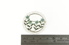 Load image into Gallery viewer, Sterling Silver Enamel Flower Forget Me Not Oval Statement Pin/Brooch