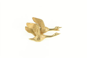 14K 2 Flying Canadian Geese Goose Lapel Pin/Brooch Yellow Gold