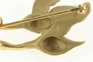 14K 2 Flying Canadian Geese Goose Lapel Pin/Brooch Yellow Gold