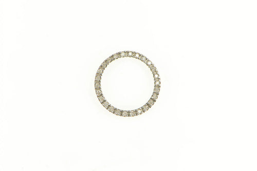 14K Diamond Circle Round Journey Symbol Pendant Yellow Gold