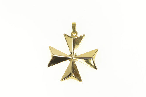 18K Maltese Cross Symbol Protection Bravery Pendant Yellow Gold