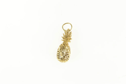 14K 3D Filigree Pineapple Hawaiian Fruit Charm/Pendant Yellow Gold