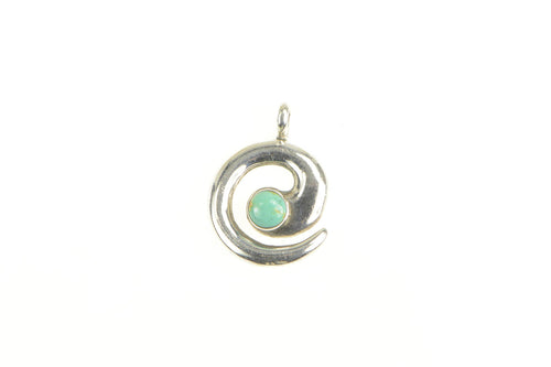 Sterling Silver Turquoise Swirl LM Artisan Spiral Pendant
