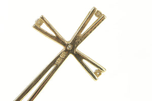 10K Vintage Diamond Inset Cross Retro Christian Pendant Yellow Gold