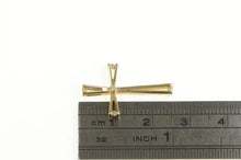 Load image into Gallery viewer, 10K Vintage Diamond Inset Cross Retro Christian Pendant Yellow Gold