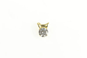 14K Round Cubic Zirconia Solitaire Classic Statement Pendant Yellow Gold