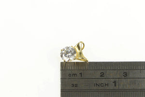 14K Round Cubic Zirconia Solitaire Classic Statement Pendant Yellow Gold