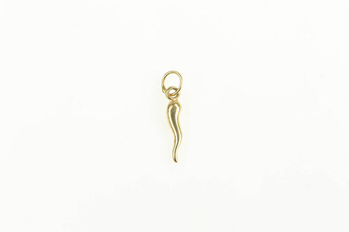 14K Traditional Italian Horn Protection Symbol Charm/Pendant Yellow Gold