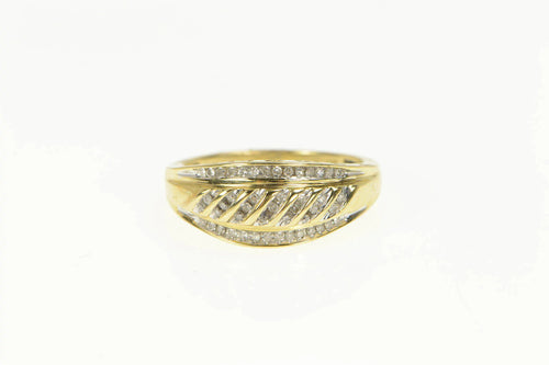 10K Diamond Striped Pattern Mom Mother's Day Ring Yellow Gold