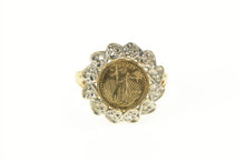 Load image into Gallery viewer, 10K Diamond American Eagle Tribute Coin Ring Yellow Gold