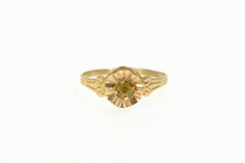 14K 1940's Sim. Citrine Ornate Buttercup Vintage Ring Yellow Gold