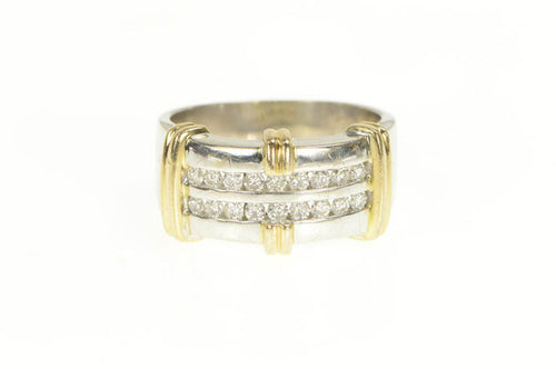 14K 0.75 Ctw Diamond Two Tone Men's Band Ring White Gold