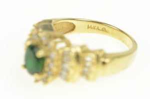 14K 1.60 Ctw Natural Emerald Diamond Halo Ring Yellow Gold