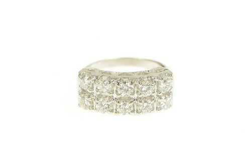 18K 1.70 Ctw Diamond Squared 40's Wedding Band Ring Yellow Gold