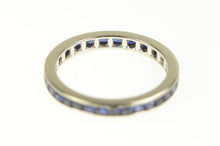Load image into Gallery viewer, 14K Art Deco Princess Syn. Sapphire Eternity Band Ring White Gold