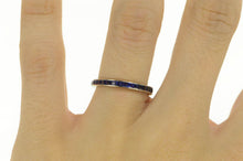 Load image into Gallery viewer, 14K Art Deco Princess Syn. Sapphire Eternity Band Ring White Gold