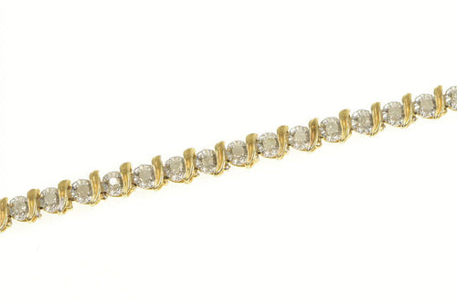 14K 1.00 Ctw Classic Diamond Wavy Link Tennis Bracelet 7
