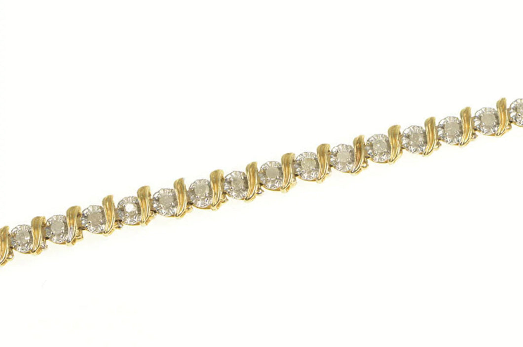 14K 1.00 Ctw Classic Diamond Wavy Link Tennis Bracelet 7
