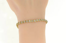 Load image into Gallery viewer, 14K 1.00 Ctw Classic Diamond Wavy Link Tennis Bracelet 7&quot; Yellow Gold