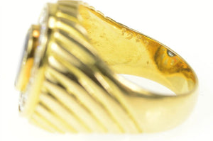 18K 2.75 Ctw Natural Sapphire Diamond Halo Artisan Ring Yellow Gold